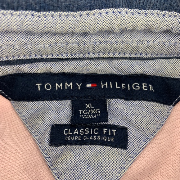 Tommy Hilfiger Stripped Blue Pink Casual Polo Shir - Picture 4 of 4